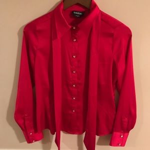 Beautiful red blouse with a hint of sparkle.